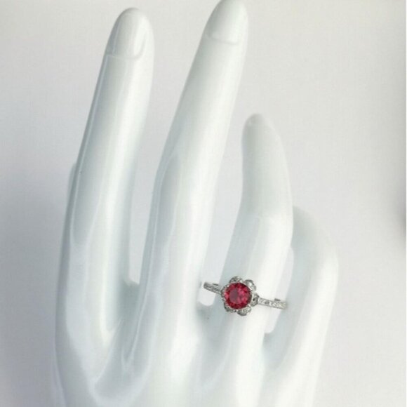 Lab Created Ruby CZ Ring size 8 - Picture 3 of 8